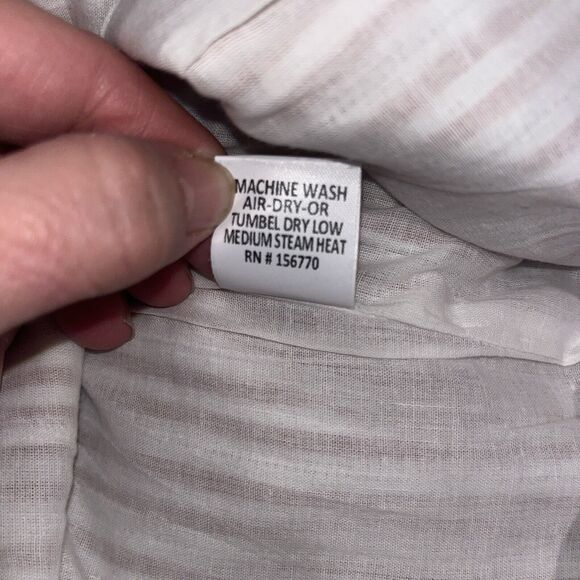 NWT Roolee Women’s Dk Red Striped Linen Jumpsuit M Minimalist Staple Essential - Picture 7 of 11